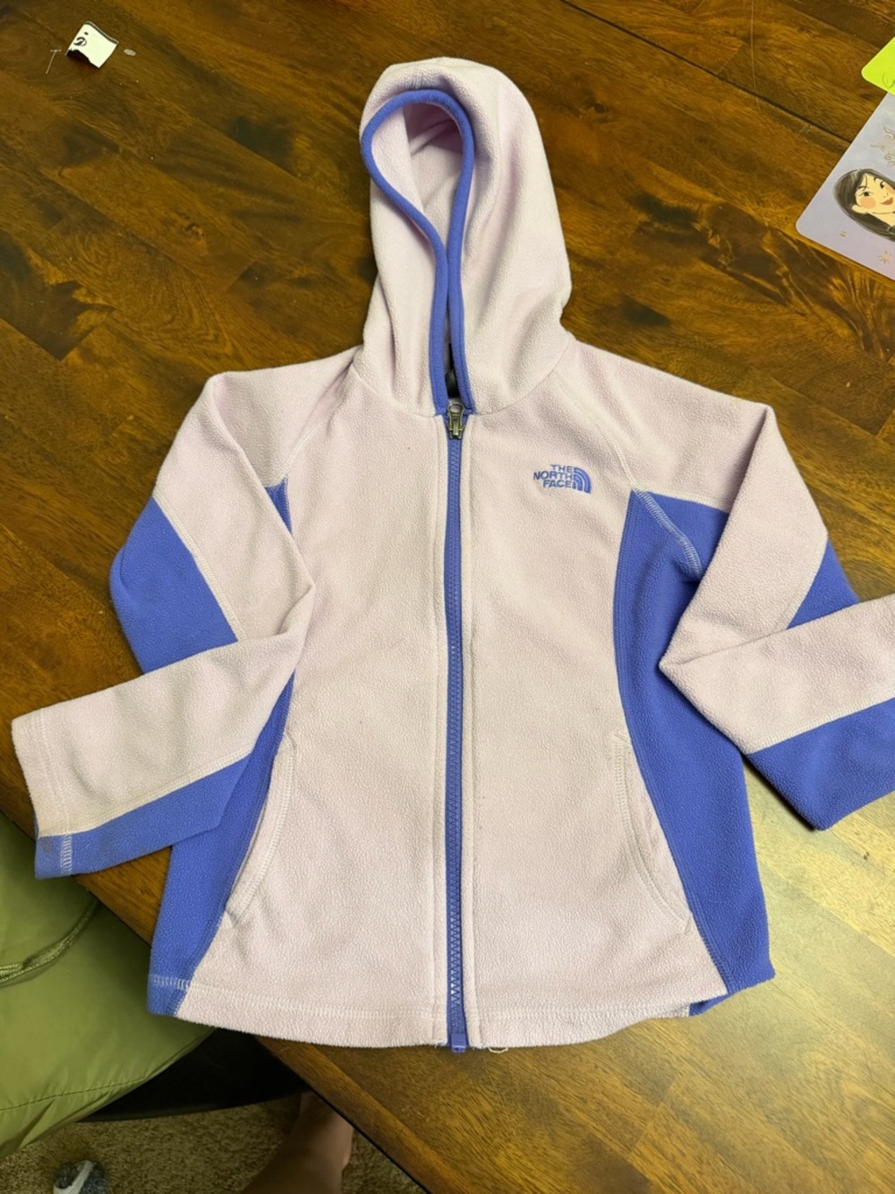 The North Face Lavender and Periwinkle Full‑Zip Kids Fleece Hoodie